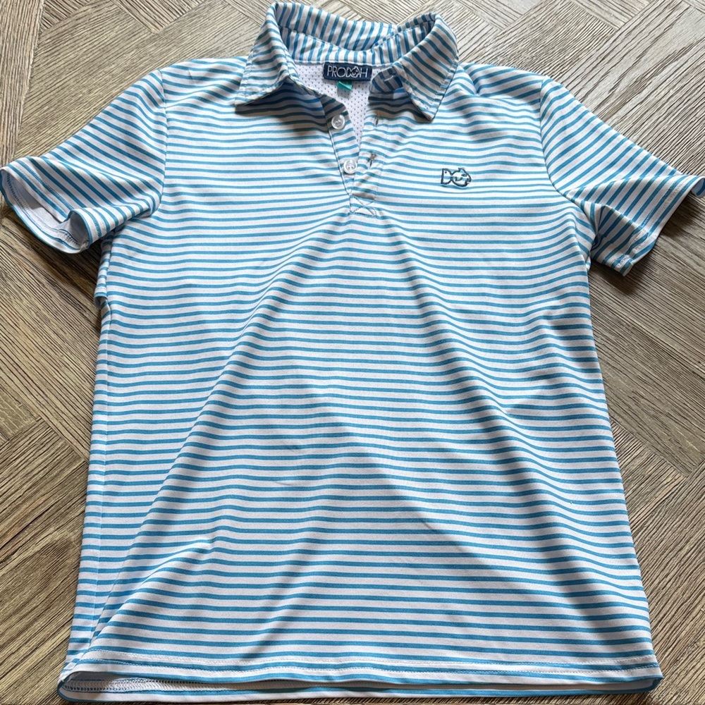 Prodoh Light Blue & White Striped Polo Shirt